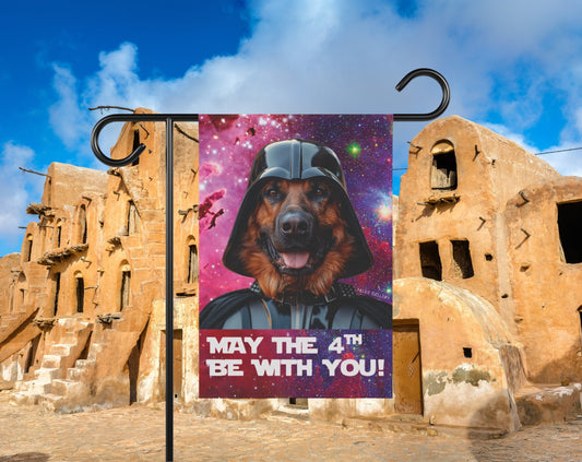 German Shepherd Flag, Garden Flag, May The 4th Be With You!, Star Wars, House Flag, Banner, Printed Both Sides, Gift, Dog Lover