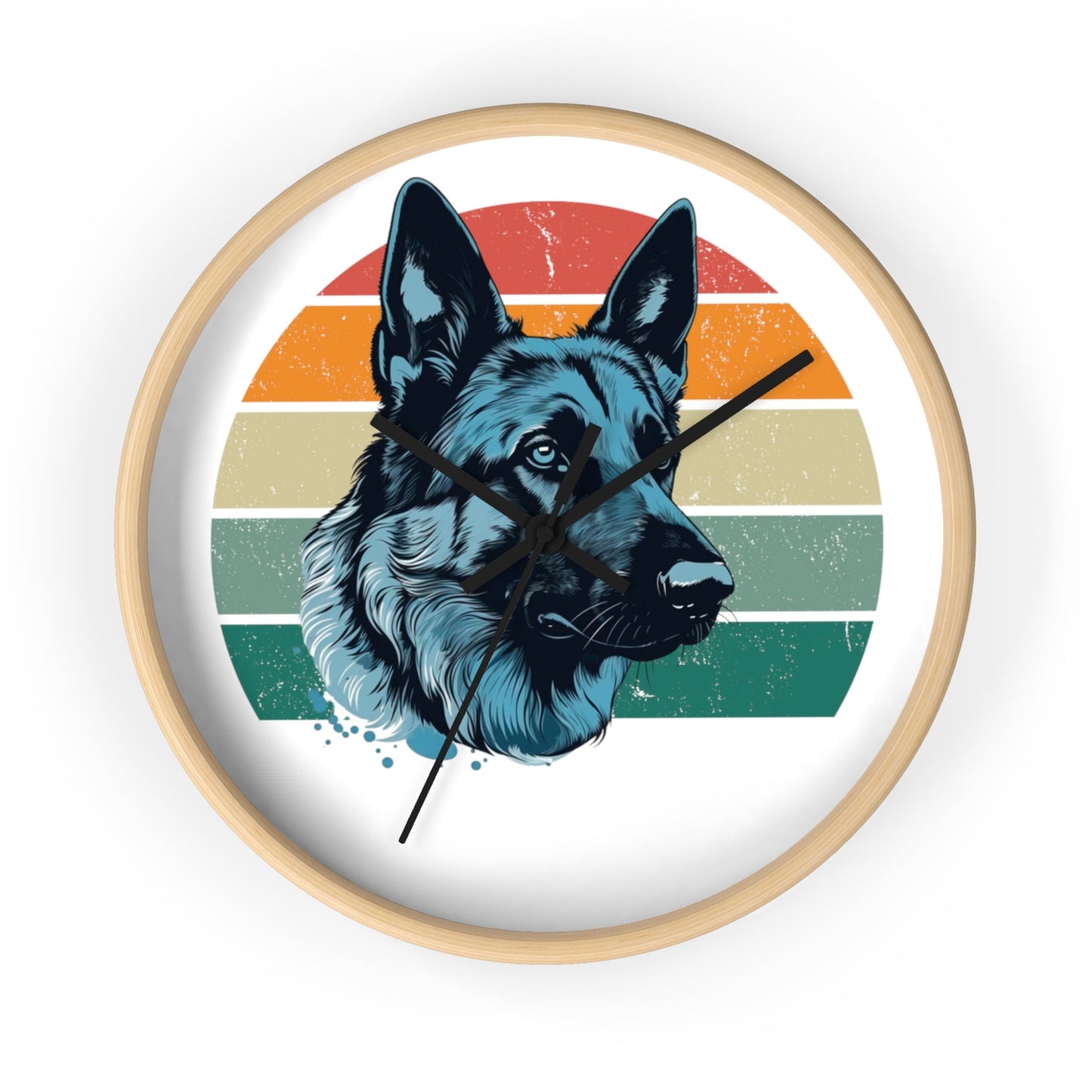 German Shepherd Blue Toned Retro Wall Clock