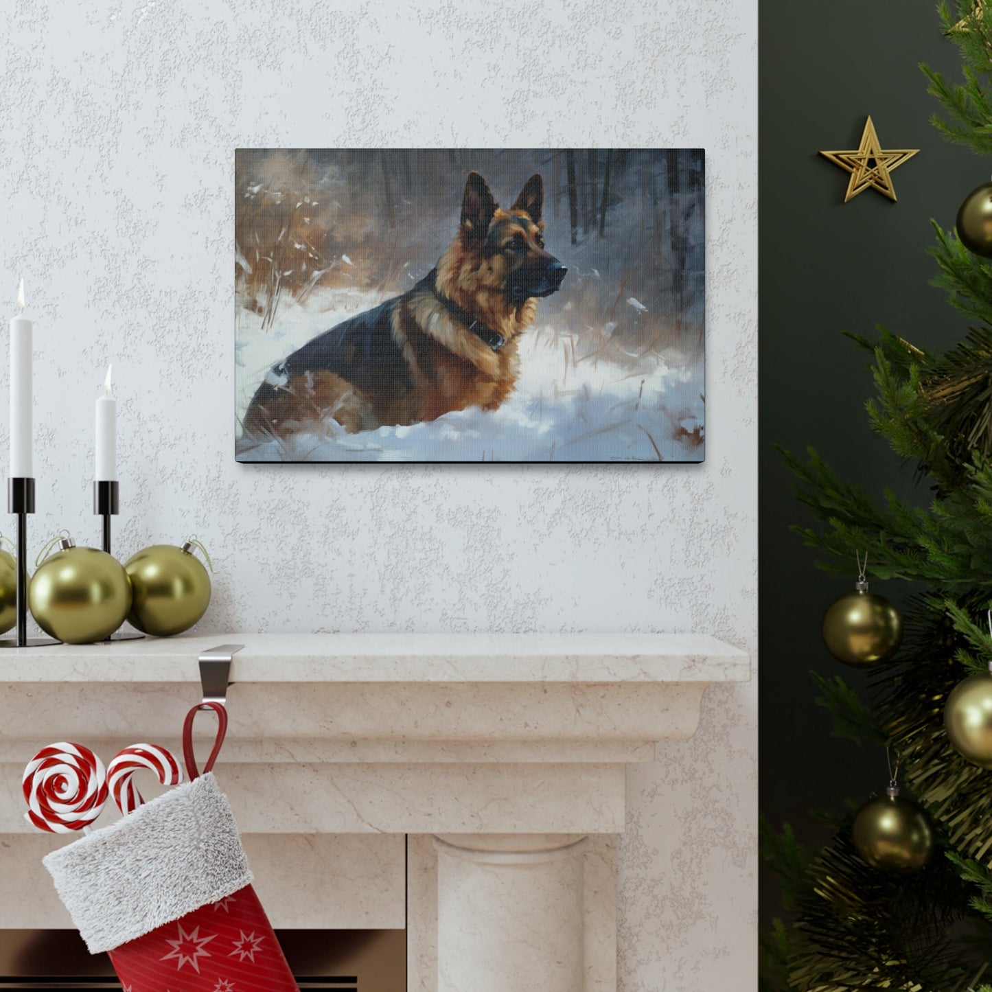 German Shepherd in the Snow | Canvas Gallery Wrap