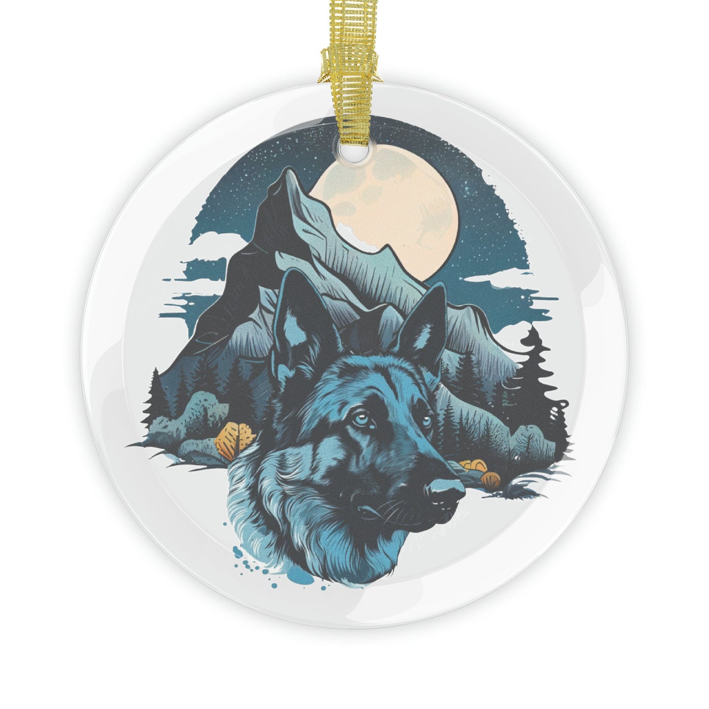 German Shepherd Blue Mountains | Dog Gifts for Owners | Glass Ornament