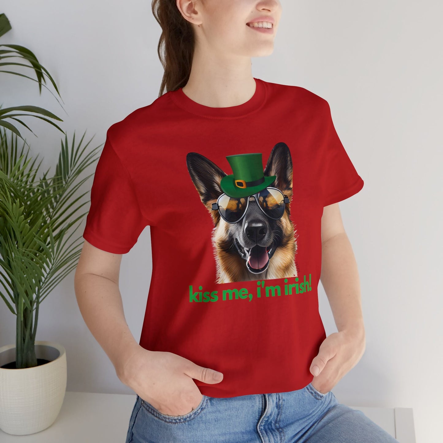 GSD kiss me im irish green letters Unisex Heavy Cotton Tee