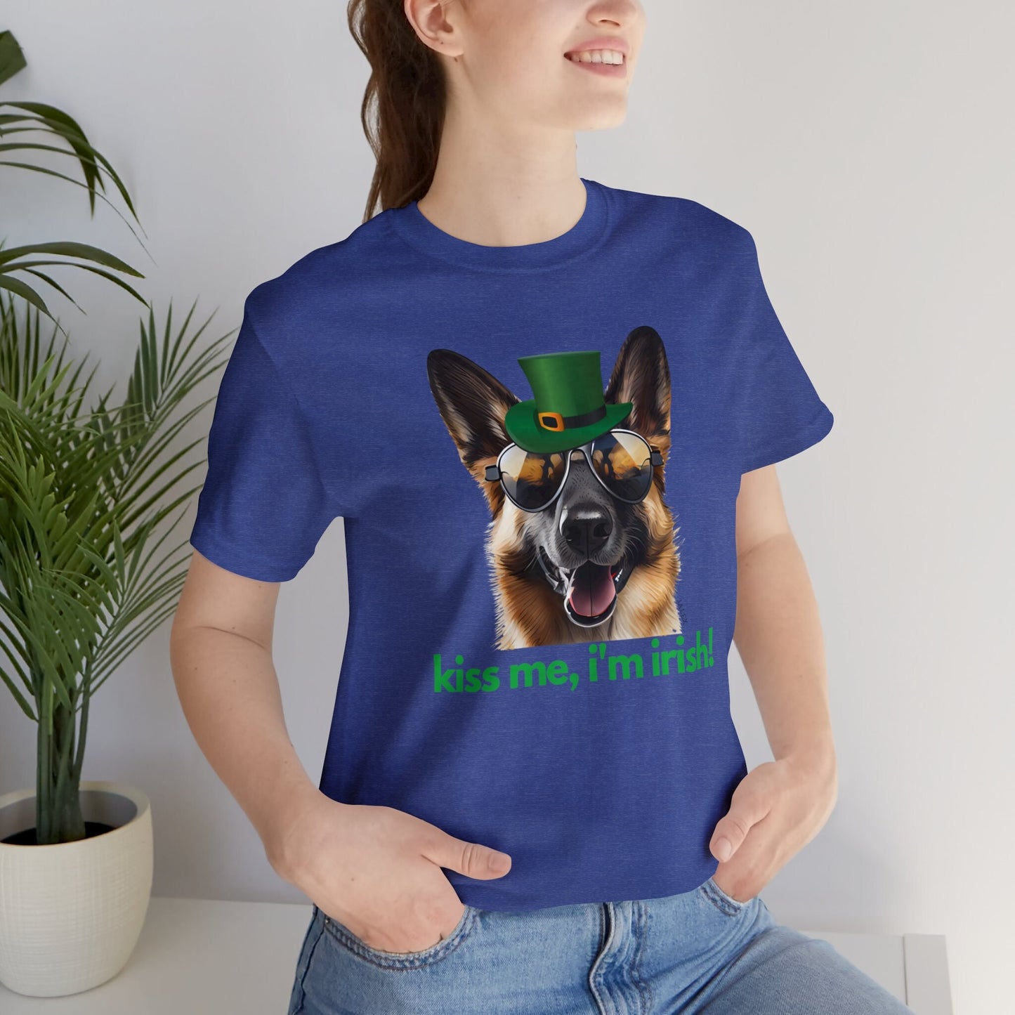 GSD kiss me im irish green letters Unisex Heavy Cotton Tee