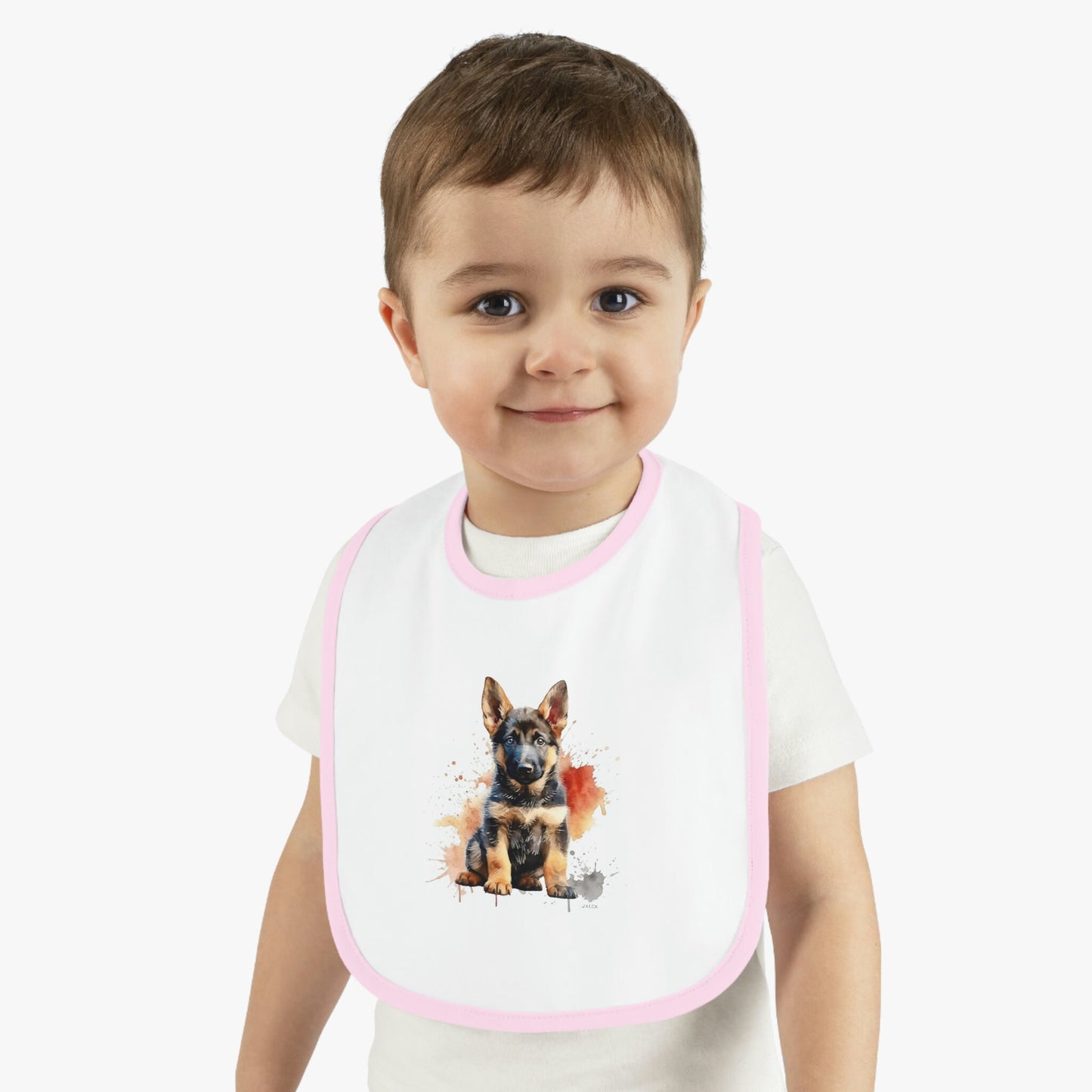 German Shepherd Puppy | Baby Contrast Trim Jersey Bib