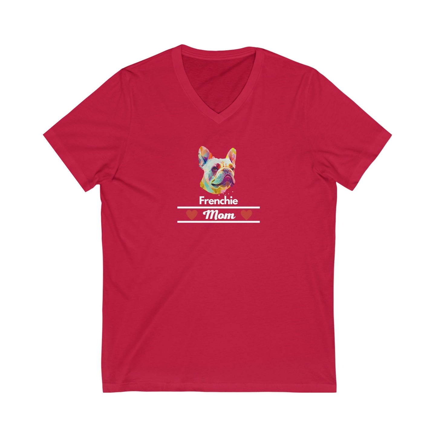 Frenchie Mom Unisex Jersey Short Sleeve V-Neck Tee