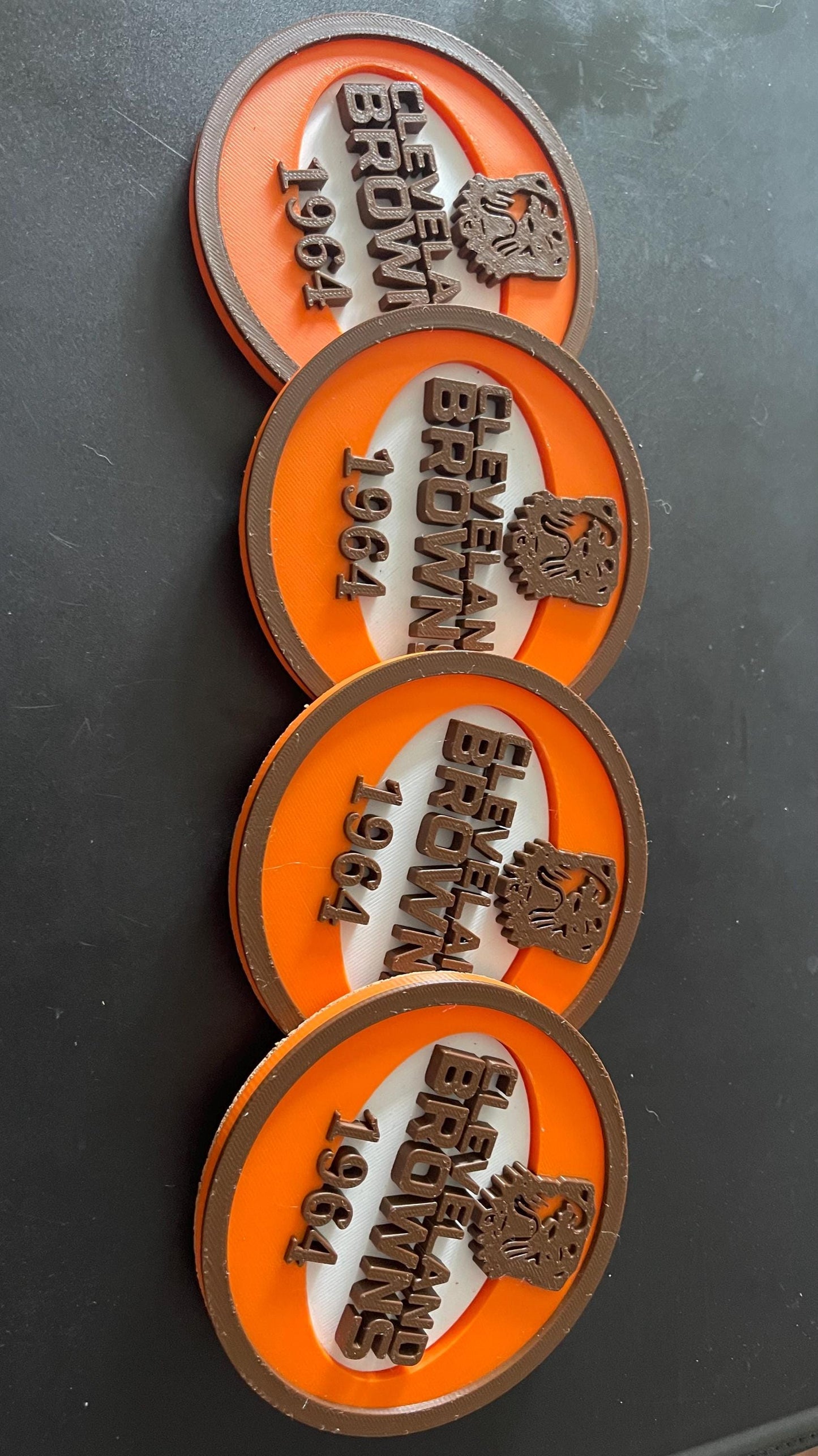 3D Printed Cleveland Browns 1964 Coasters with Holder