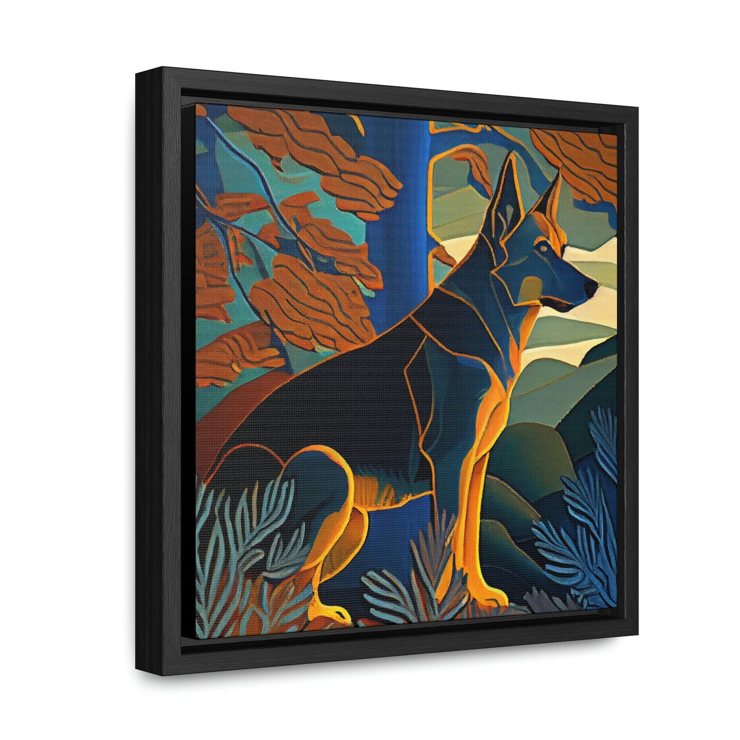 German Shepherd Abstract Framed Canvas