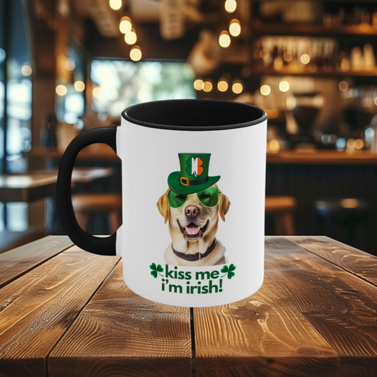 Yellow Labrador kiss me i'm irish funny cute gift dog lovers 11 oz. mug